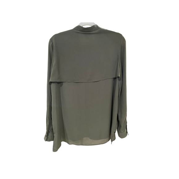 Who What Wear Long Sleeve Poplin Olive Green Blouse - Size Large (EUC) - Picture 2 of 6
